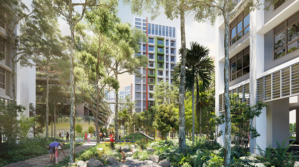 Rainforest Walk weaving through Parc Residences @ Tengah Build-to-Order (BTO) Project.